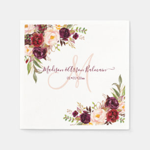 Rustic Monogram, Bourgondische Blush Waterverf Pio Servet
