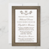 Rustic Monogram Branch Burlap repetitie diner Kaart (Voorkant)