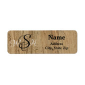 Rustic Monogram Bruin Striped Woodgrain Adres Etiket (Voorkant)