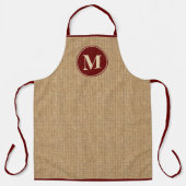 Rustic Monogram Burgundy Faux Burlap Schort (Voorkant)