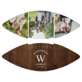 Rustic Monogram Dark Wood Photo Collage Football (Panelen)