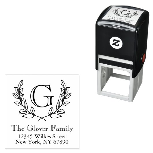 Rustic Monogram Familie Adres Zelf-Inkt Stamp Zelfinktende Stempel (In situ)