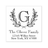 Rustic Monogram Familie Adres Zelf-Inkt Stamp Zelfinktende Stempel (Design)