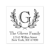 Rustic Monogram Familie Adres Zelf-Inkt Stamp