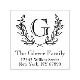 Rustic Monogram Familie Adres Zelf-Inkt Stamp Zelfinktende Stempel