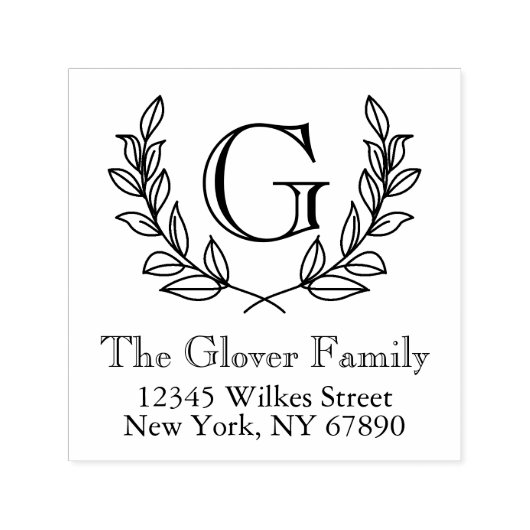 Rustic Monogram Familie Adres Zelf-Inkt Stamp Zelfinktende Stempel (Design)