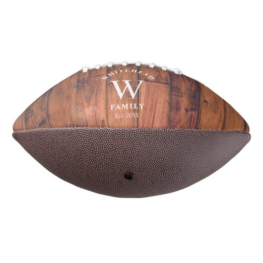 Rustic Monogram Football van de Foto van het Hout (Gedraaid 270)