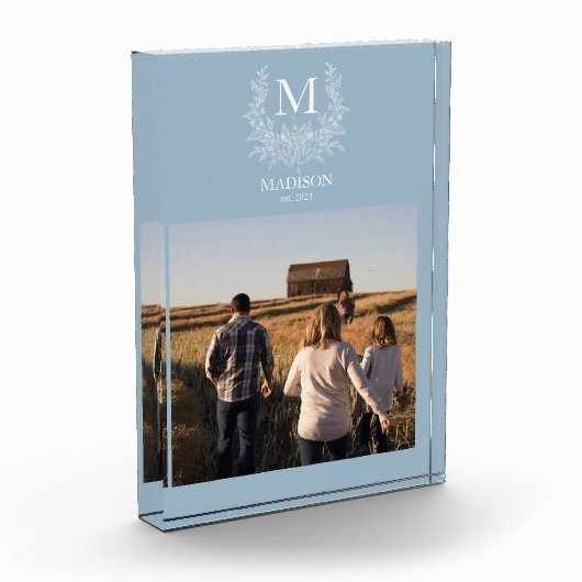 Rustic Monogram Gepersonaliseerd Initiaal Fotoblok (Links)