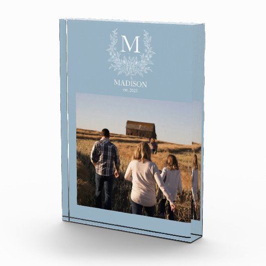 Rustic Monogram Gepersonaliseerd Initiaal Fotoblok (Rechts)