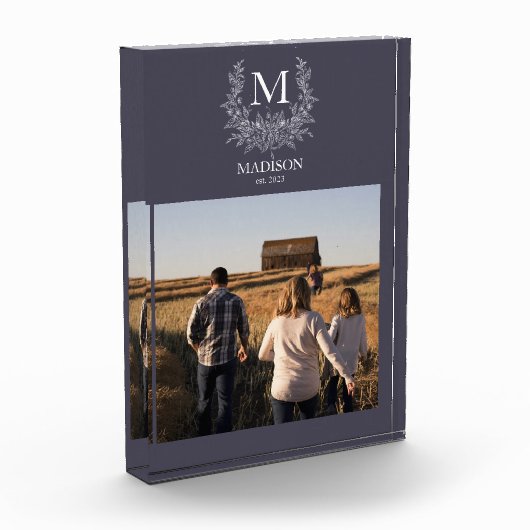 Rustic Monogram Gepersonaliseerd Initiaal Fotoblok (Links)