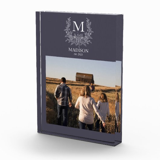 Rustic Monogram Gepersonaliseerd Initiaal Fotoblok (Rechts)