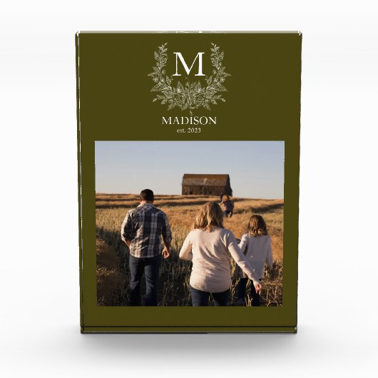 Rustic Monogram Gepersonaliseerd Initiaal Fotoblok (Voorkant)