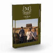 Rustic Monogram Gepersonaliseerd Initiaal Fotoblok (Links)