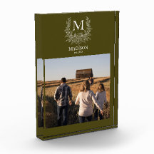 Rustic Monogram Gepersonaliseerd Initiaal Fotoblok