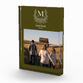 Rustic Monogram Gepersonaliseerd Initiaal Fotoblok (Rechts)