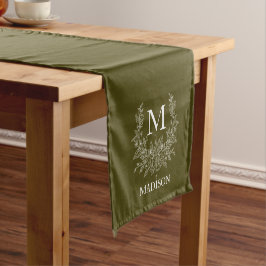 Rustic Monogram Gepersonaliseerd Initiaal Korte Tafelloper