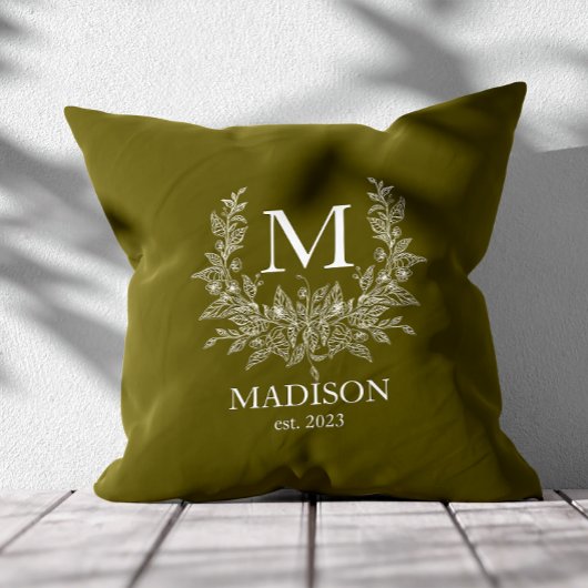 Rustic Monogram Gepersonaliseerd Initiaal Kussen