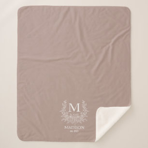 Rustic Monogram Gepersonaliseerd Initiaal Sherpa Deken