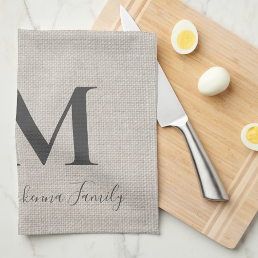 Rustic Monogram Gepersonaliseerde Familienaam Farm Theedoek (Quarter Fold)