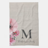 Rustic Monogram Gepersonaliseerde Familienaam Farm Theedoek (Verticaal)