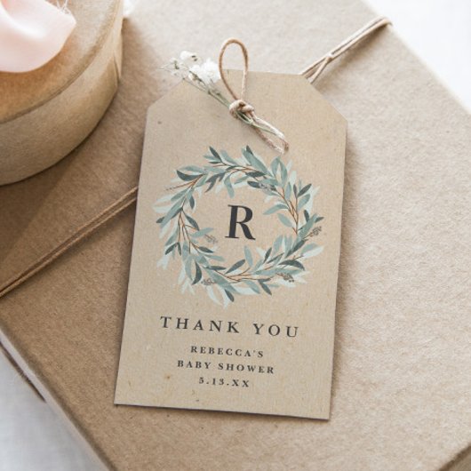 Rustic Monogram Greenery Wreath Baby shower Cadeaulabel
