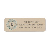 Rustic Monogram Greenery Wreath Etiket (Voorkant)