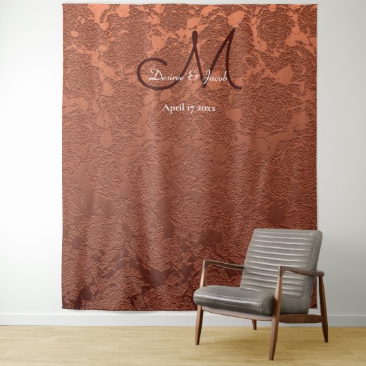 Rustic Monogram Herfst Terracotta Foto Booth Wandkleed (In situ)