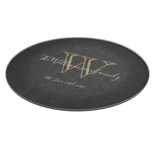 Rustic Monogram Initiaal Familienaam Afbeelding Snijplank (Hoek)