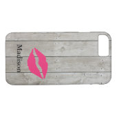 Rustic Monogram iPhone 7 Hoesje met een kus (Achterkant (Horizontaal))