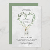 Rustic Monogram Jar | Heart Greenery Wedding Kaart (Voorkant / Achterkant)