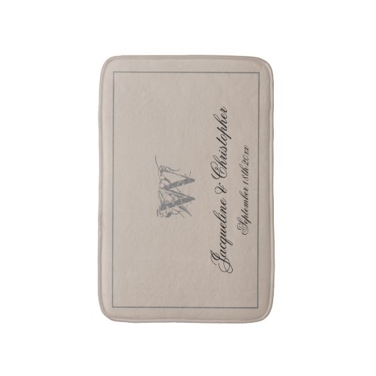 Rustic Monogram & Names Pas getrouwd Wedding Chic Badmat (Voorkant Verticaal)