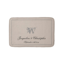 Rustic Monogram & Names Pas getrouwd Wedding Chic Badmat