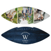 Rustic Monogram Navy Blue Wood Foto Collage American Football (Panelen)