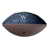Rustic Monogram Navy Blue Wood Foto Collage American Football (Gedraaid 270)