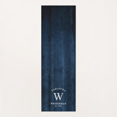 Rustic Monogram Navy Blue Wood Yogamat (Voorkant)
