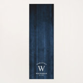 Rustic Monogram Navy Blue Wood Yogamat (Achterkant)