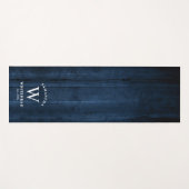 Rustic Monogram Navy Blue Wood Yogamat (Voorkant (horizontaal))