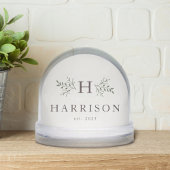 Rustic monogram newlywed one photo snow globe sneeuwbol