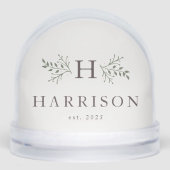 Rustic monogram newlywed one photo snow globe sneeuwbol (Voorkant)