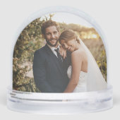 Rustic monogram newlywed one photo snow globe sneeuwbol (Achterkant)