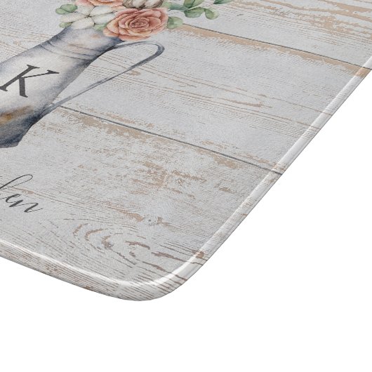 Rustic Monogram Roos Cotton Eucalyptus in een krui Snijplank (Hoek)