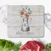 Rustic Monogram Roos Cotton Eucalyptus in een krui Snijplank