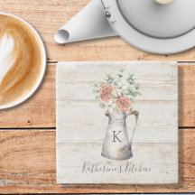 Rustic Monogram Roos Cotton Eucalyptus in een krui