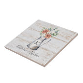 Rustic Monogram Roos Cotton Eucalyptus in een krui Tegeltje (Zijkant)
