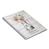 Rustic Monogram Roos Katoen Eucalyptus Houtrecept Notitieboek (Rechterzijde)