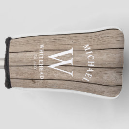 Rustic Monogram Tan Wood Golfheadcover