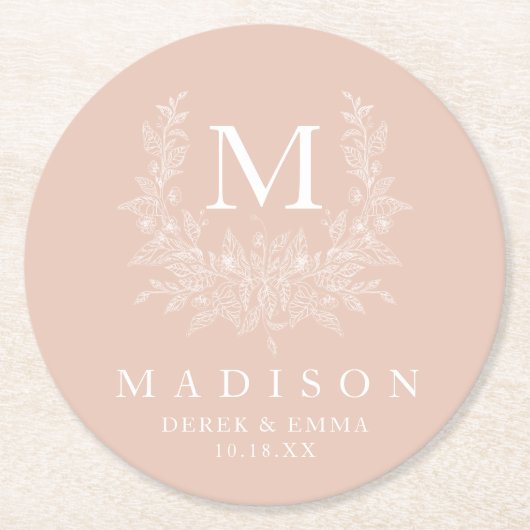 Rustic Monogram Trouwpapier Onderzetter (Voorkant)