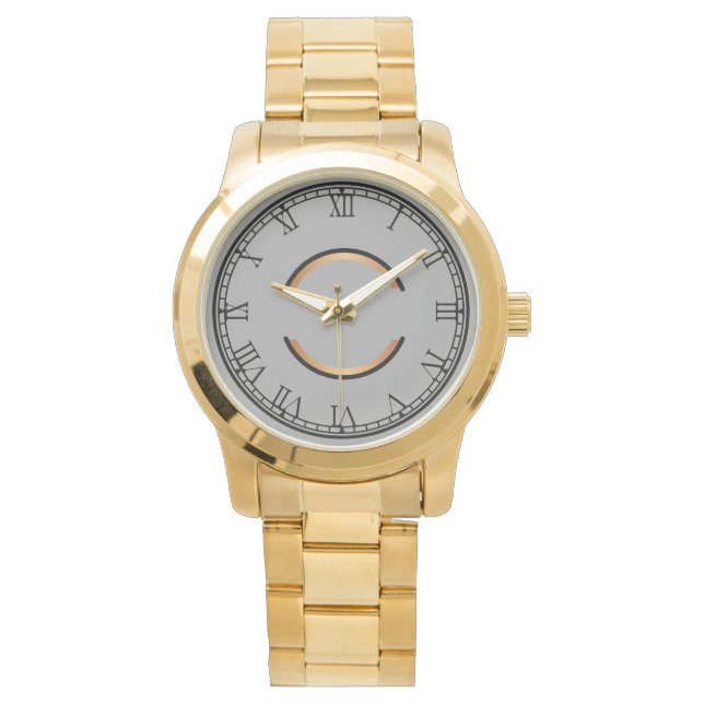 Rustic Monogram Unisex Oversized Gold Horloge (Voorkant)