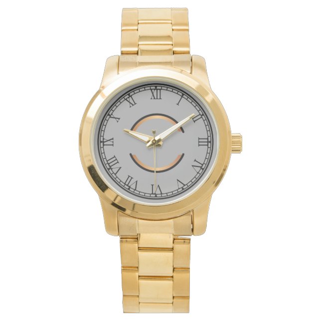 Rustic Monogram Unisex Oversized Gold Horloge (Voorkant)