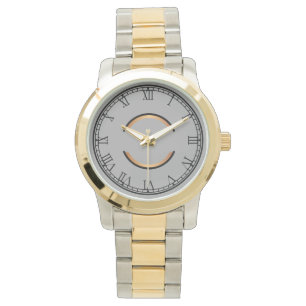 Rustic Monogram Unisex Oversized Two Tone Horloge